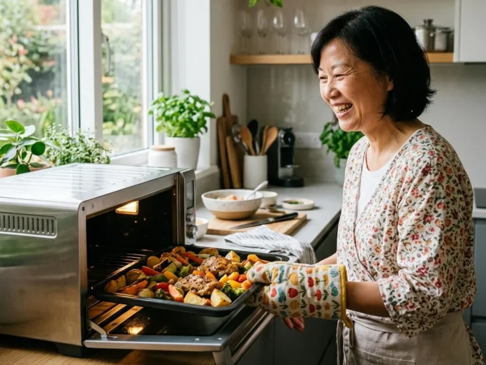 在廚房用烤箱做出美味的料理